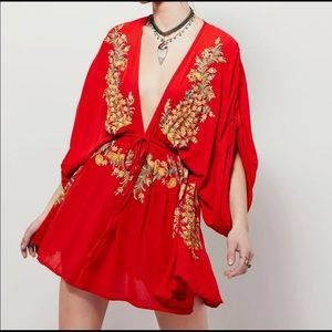NWT free people kimono dress navy blue size small